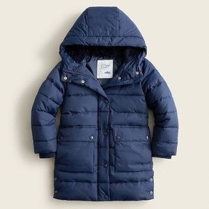 J. Crew Girls Chateau Puffer Jacket with Eco-Friendly Primaloft Navy Size M